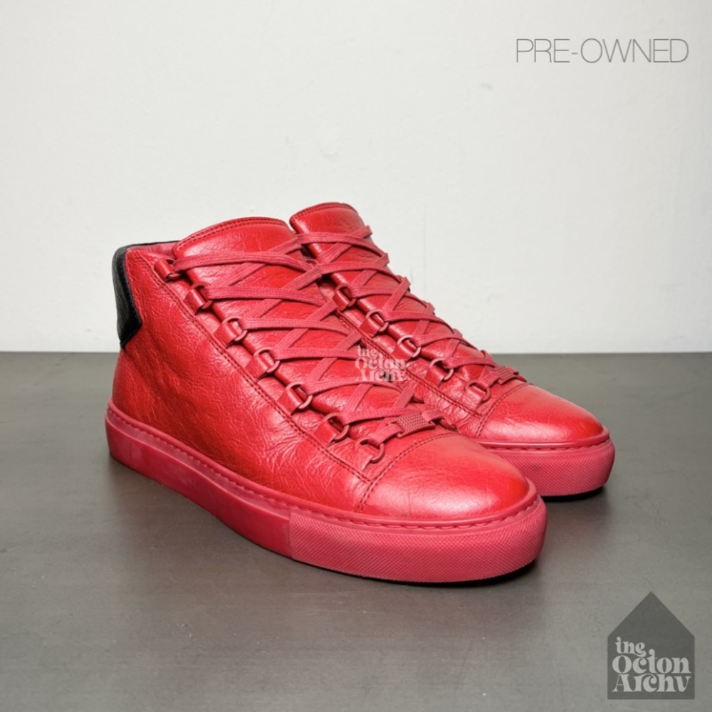 Men Size 8 Balenciaga Arena High Top Sneaker 'Rouge Paprika' 483495 Pre-Owned